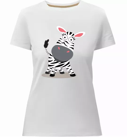 Женская премиум футболка Здивована зебра Белый фото