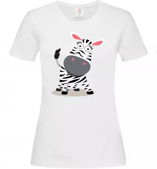 Женская футболка Здивована зебра Белый фото
