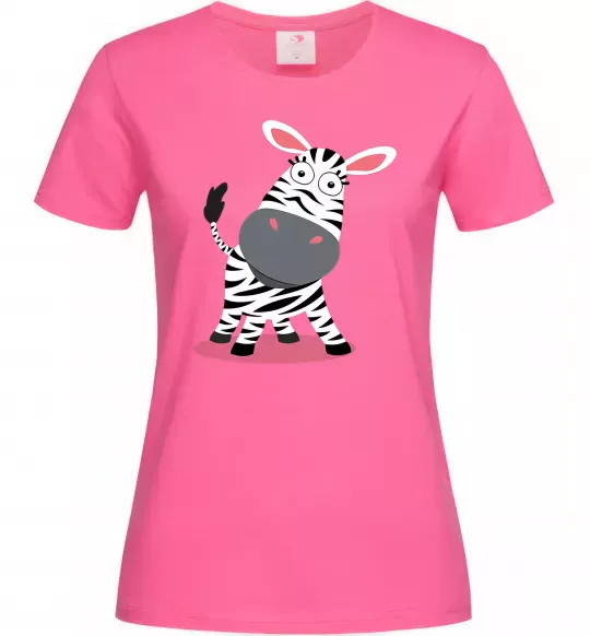 Женская футболка Здивована зебра Ярко-розовый фото
