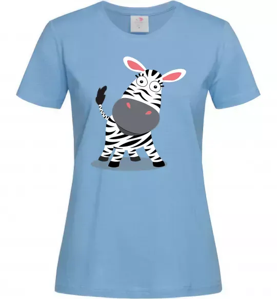 Женская футболка Здивована зебра Голубой фото