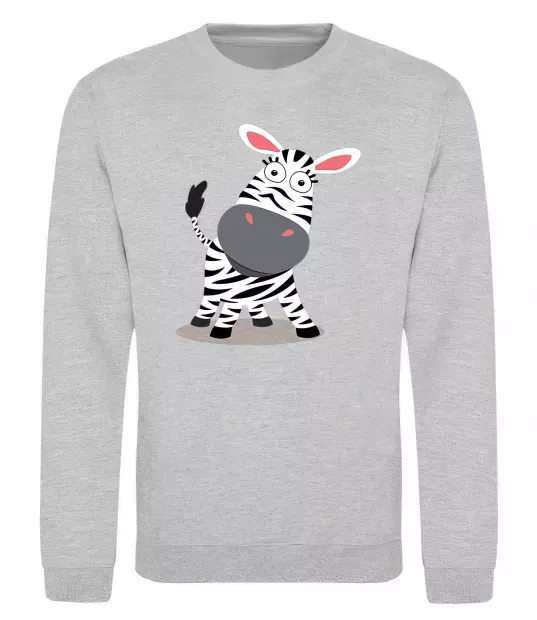 Світшот Здивована зебра Сірий меланж фото