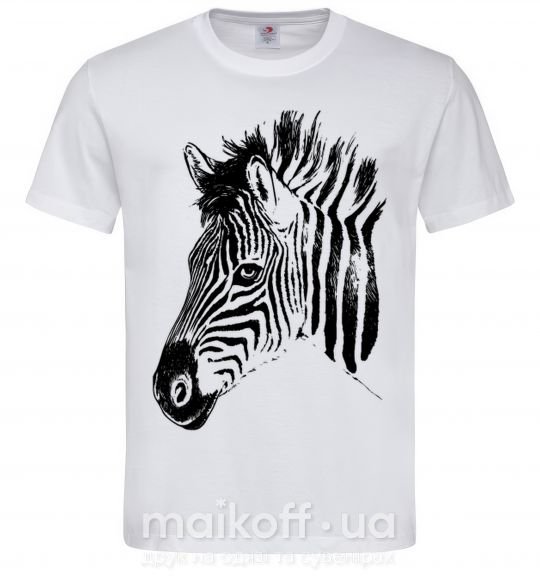 Мужская футболка Морда зебры Белый фото
