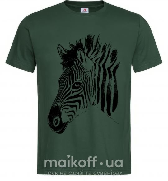Мужская футболка Морда зебры Темно-зеленый фото