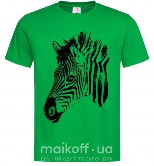 Мужская футболка Морда зебры Зеленый фото