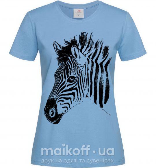 Женская футболка Морда зебры Голубой фото