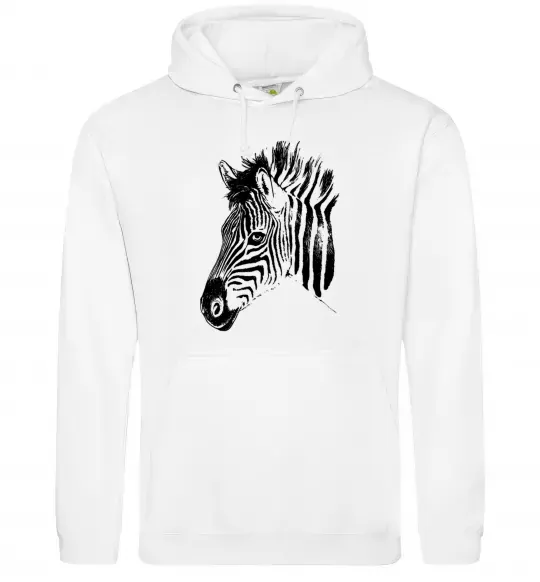 Мужская толстовка (худи) Морда зебри Белый фото