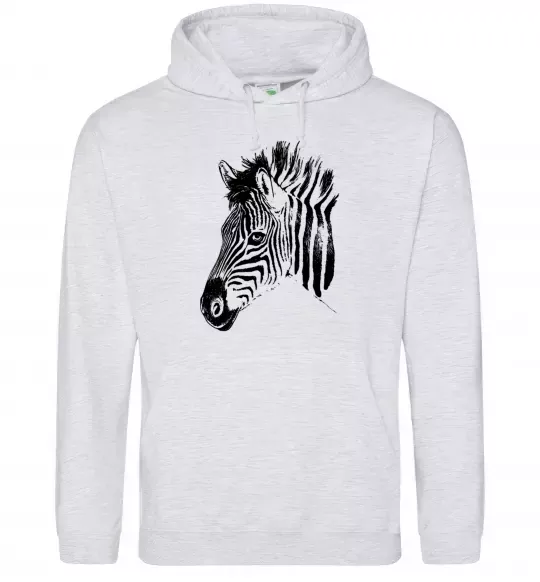 Женская толстовка (худи) Морда зебри Серый меланж фото