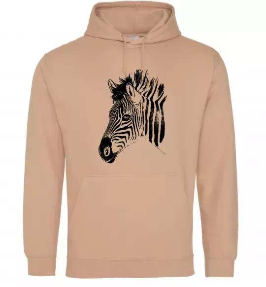 Женская толстовка (худи) Морда зебри Песочный фото