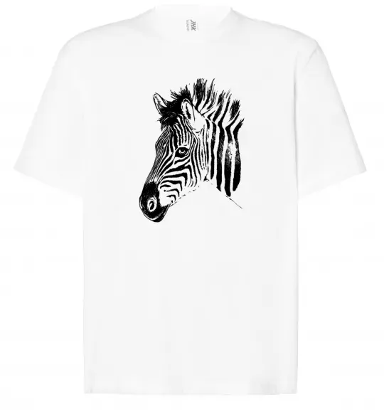 Футболка Оверсайз Морда зебри Білий фото