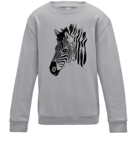Детский Свитшот Морда зебри Серый меланж фото
