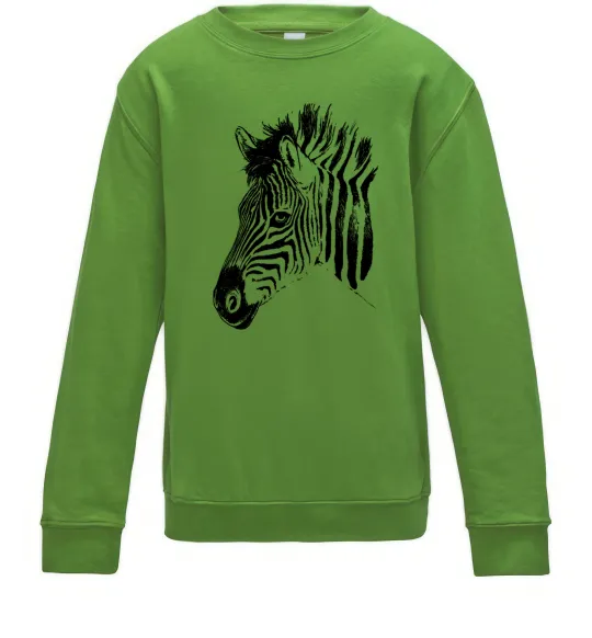 Детский Свитшот Морда зебри Лаймовый фото