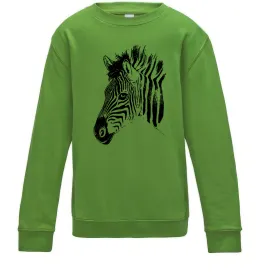 Детский Свитшот Морда зебри Лаймовый фото