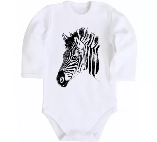 Дитячий бодік Морда зебри Білий фото
