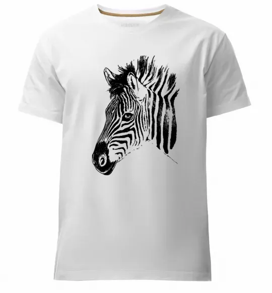 Мужская премиум футболка Морда зебри Белый фото