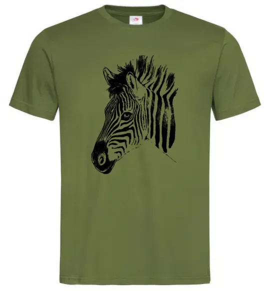 Чоловіча футболка Морда зебри Оливковий фото