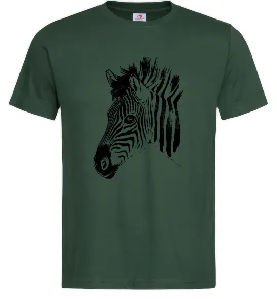 Чоловіча футболка Морда зебри Темно-зелений фото