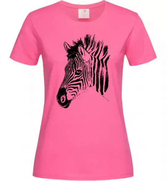 Женская футболка Морда зебри Ярко-розовый фото