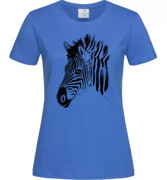 Женская футболка Морда зебри Ярко-синий фото