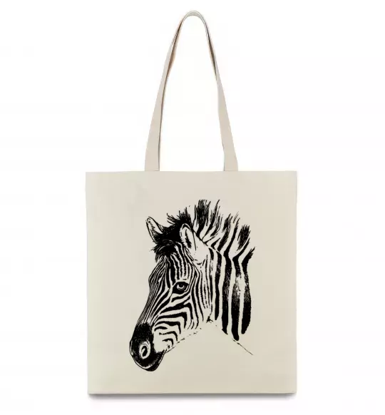 Еко-сумка Морда зебри Бежевий фото