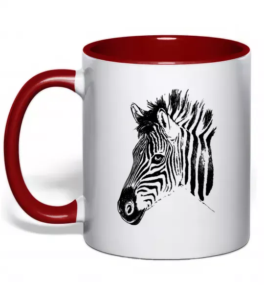 Чашка з кольоровою ручкою Морда зебри Червоний фото