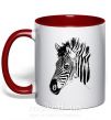 Чашка з кольоровою ручкою Морда зебры Червоний фото