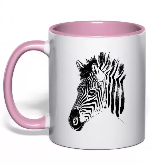 Чашка з кольоровою ручкою Морда зебри Ніжно рожевий фото
