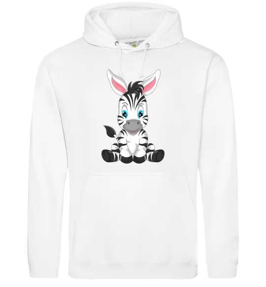 Чоловіча толстовка (худі) Зебра сидить Білий фото