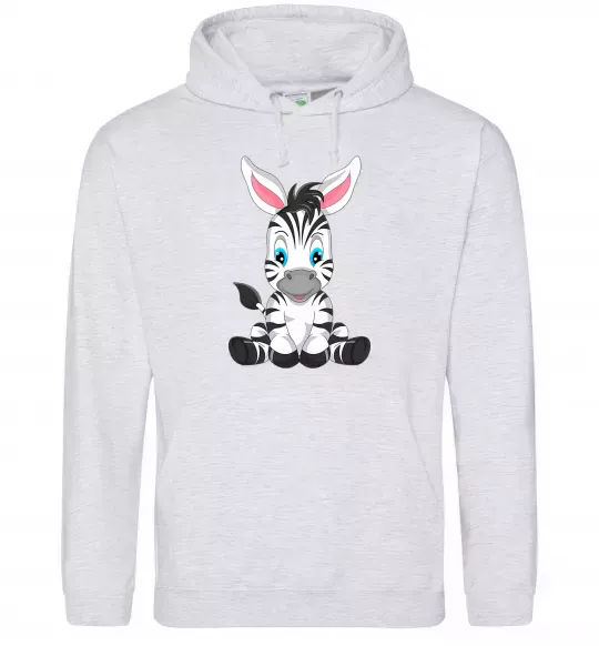 Чоловіча толстовка (худі) Зебра сидить Сірий меланж фото