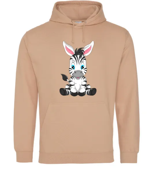 Чоловіча толстовка (худі) Зебра сидить Пісочний фото