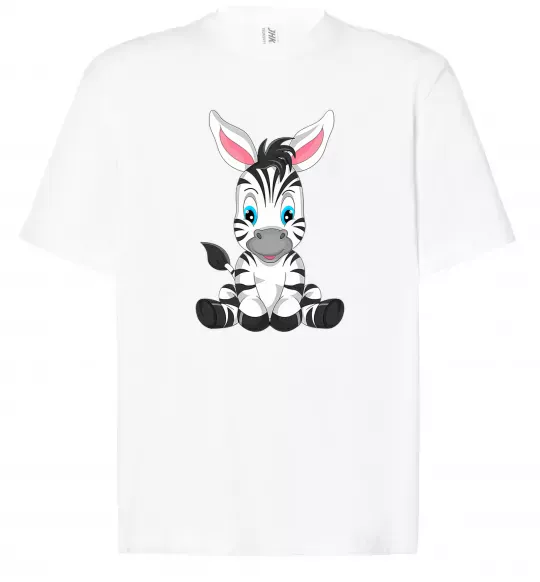 Футболка Оверсайз Зебра сидить Белый фото