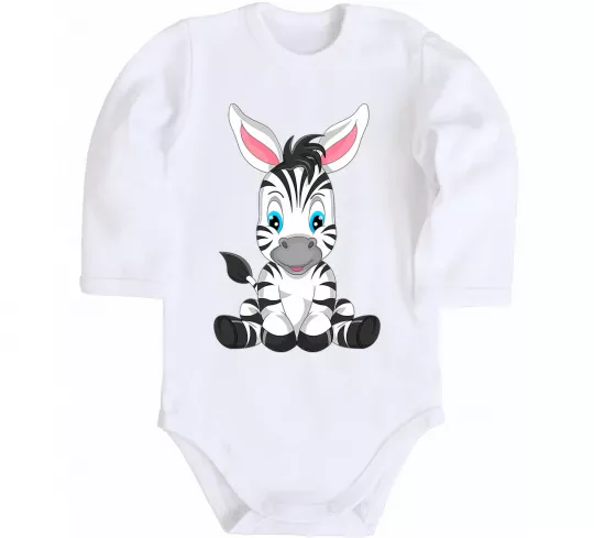 Дитячий бодік Зебра сидить Білий фото