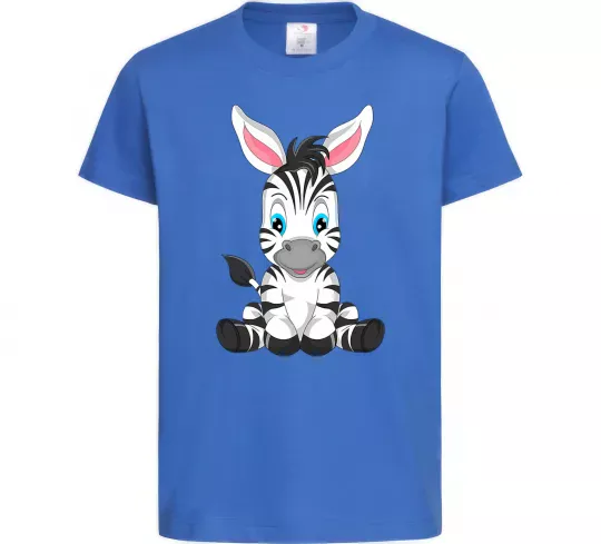 Дитяча футболка Зебра сидить Яскраво-синій фото