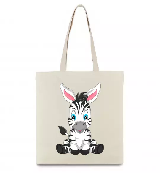 Эко-сумка Зебра сидить Бежевый фото