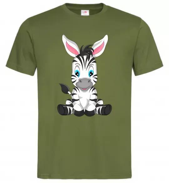 Чоловіча футболка Зебра сидить Оливковий фото