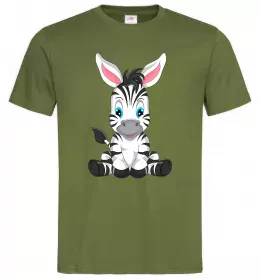 Чоловіча футболка Зебра сидить Оливковий фото