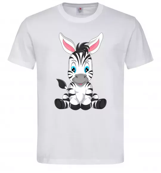 Чоловіча футболка Зебра сидить Білий фото