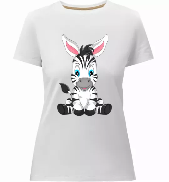 Жіноча преміум футболка Зебра сидить Білий фото