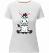 Жіноча преміум футболка Зебра сидить Білий фото