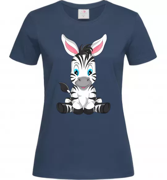 Жіноча футболка Зебра сидить Темно-синій фото