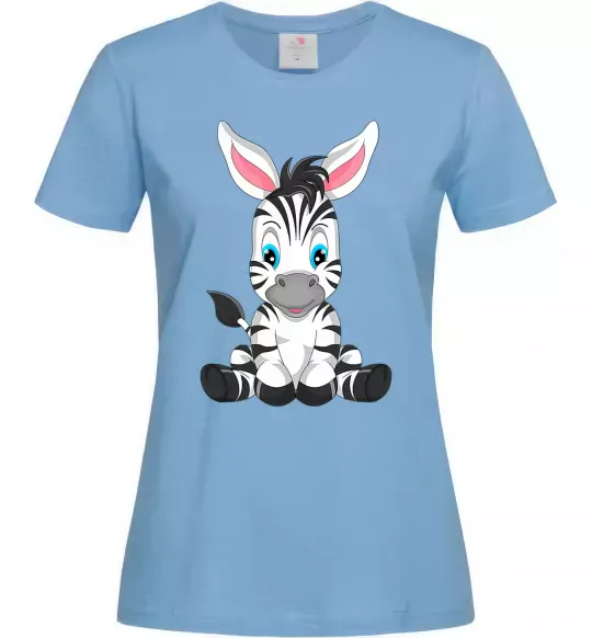 Жіноча футболка Зебра сидить Блакитний фото
