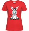 Жіноча футболка Зебра сидить Червоний Жіноча футболка Зебра сидить Червоний фото