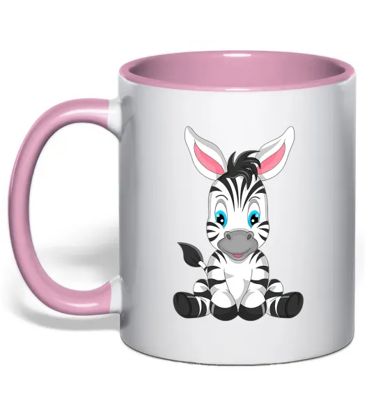 Чашка с цветной ручкой Зебра сидить Нежно розовый фото