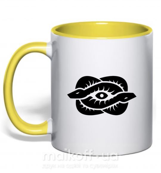 Чашка з кольоровою ручкою Змеи и глаз Сонячно жовтий фото