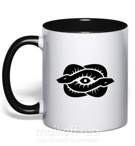 Чашка з кольоровою ручкою Змеи и глаз Чорний фото
