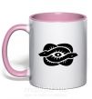 Чашка з кольоровою ручкою Змеи и глаз Ніжно рожевий фото
