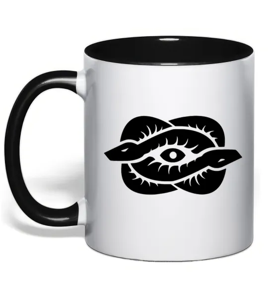 Чашка с цветной ручкой Змії та око Черный фото