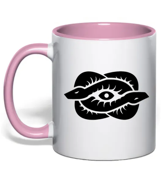 Чашка с цветной ручкой Змії та око Нежно розовый фото