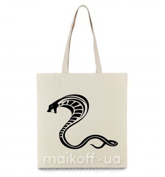 Эко-сумка Черная кобра Бежевый фото