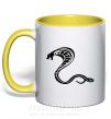 Чашка з кольоровою ручкою Черная кобра Сонячно жовтий фото