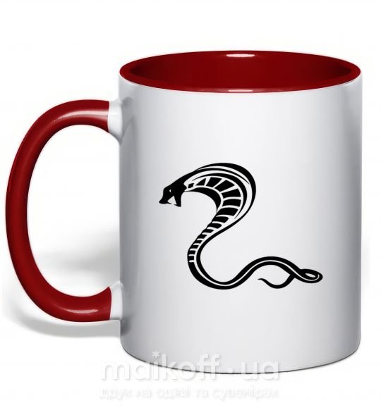 Чашка з кольоровою ручкою Черная кобра Червоний фото